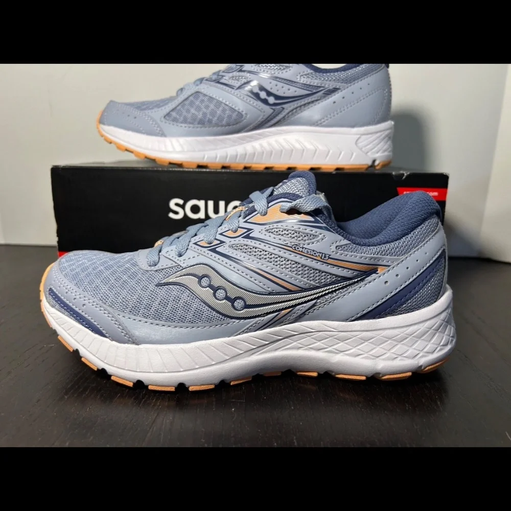 Saucony Cohesion 13 Running Shoes Sneakers Blue Mist/Melon Womans 6.5